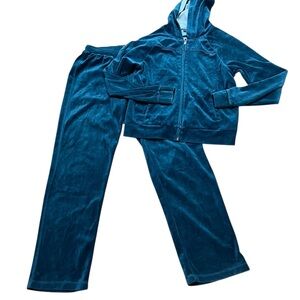 Jane Ashley Deep Blue Velour track suit  Set 1990’s